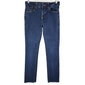 Womens Old Navy Blue Denim Jeans Skinny Mid Rise Dark Wash Size 16 Regular